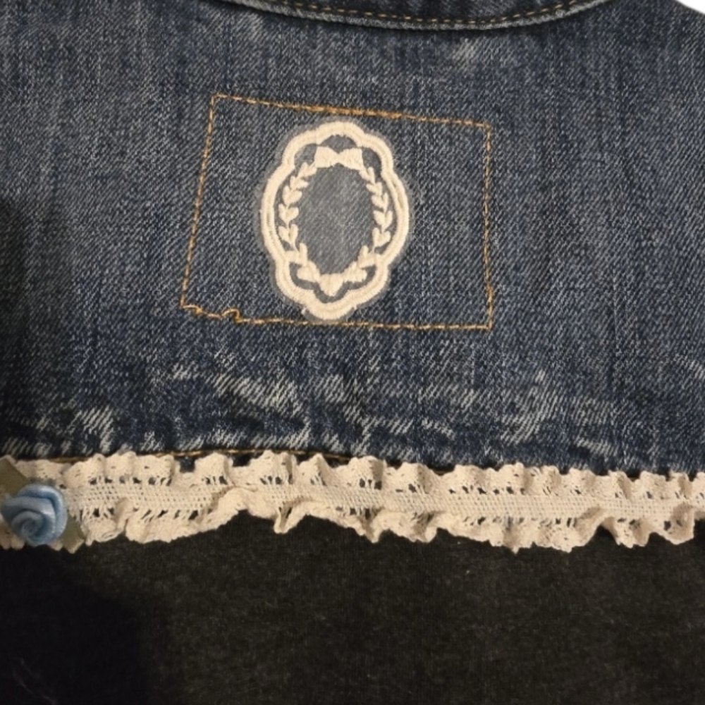 Upcycled Hand Crafted Alice In Wonderland Denim Jacket Size Large - Picture 6 of 13
